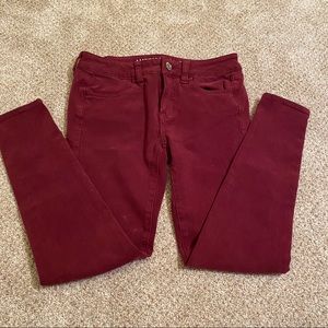 maroon american eagle jeans